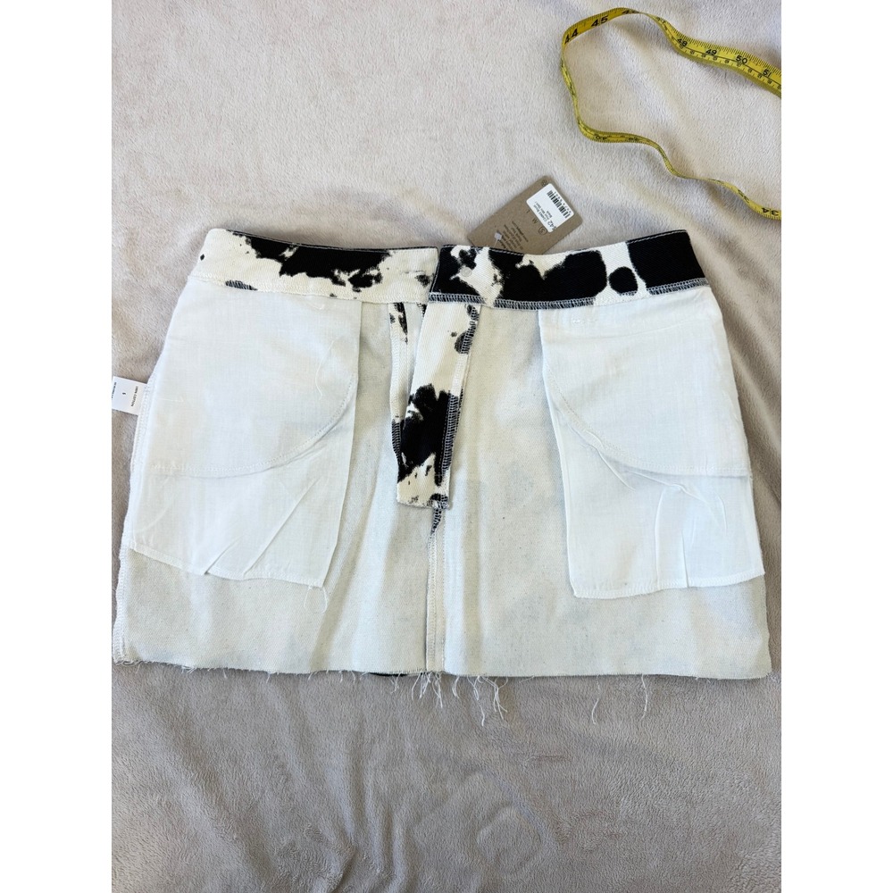 NWT Et Clet‎ Cow Print Denim Mini Skirt Western Y2K Boutique Size S - Picture 10 of 10